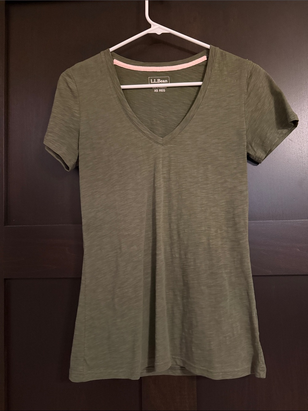 L.L. Bean Women's V-Neck Short Sleeve Tee in Olive